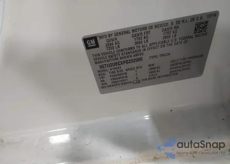 2015 GMC Sierra 1500 Sle из США, поврежденный, VIN 3GTU2UECXFG232986